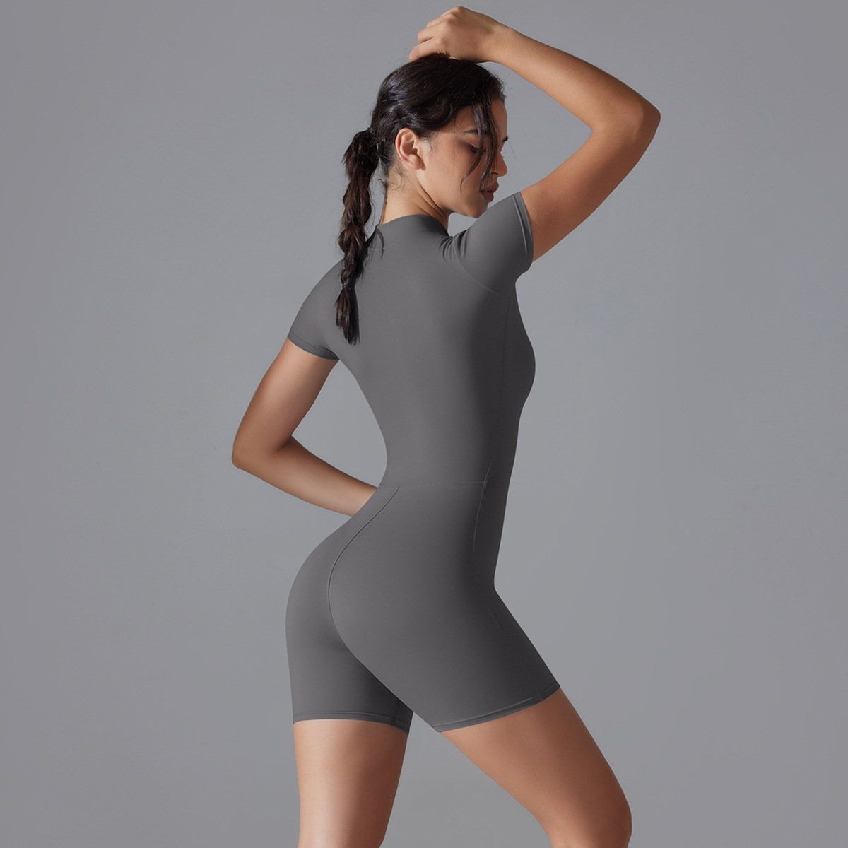 Womens Yoga Athletic Bodysuit High Neck Performance Activewear